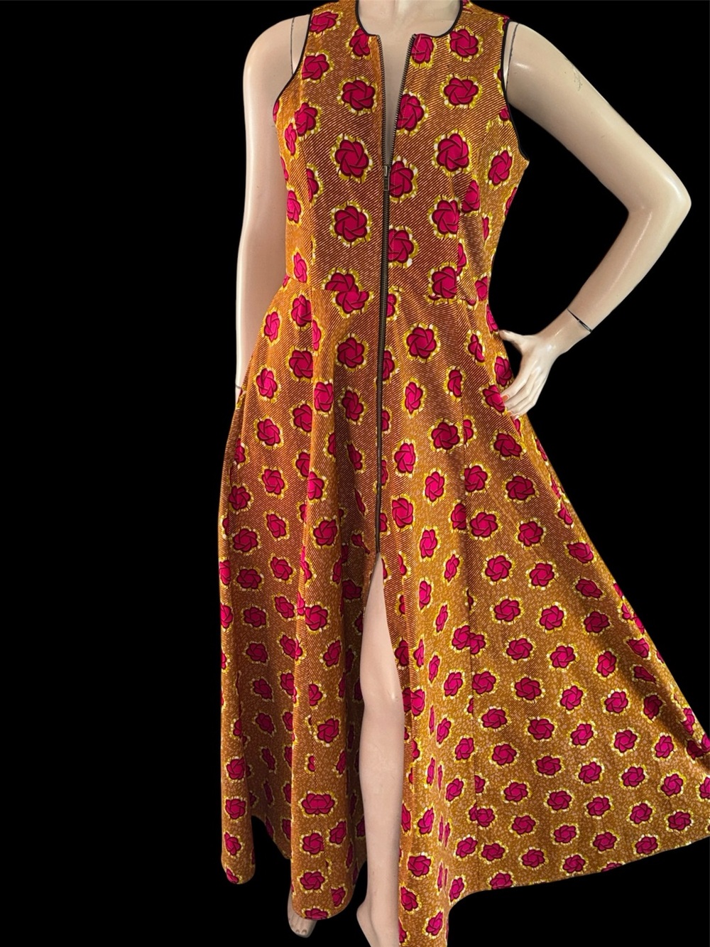 African Ankara Floral Sleeveless Maxi Dress
